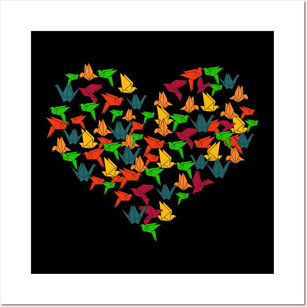 Heart Origami Bird Paper Craft Wall Art by ShirtsShirtsndmoreShirts